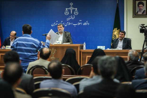 A defendant addresses Judge Abolqasem Salavati, who's notorious in Iran for issuing harsh sentences in politically sensitive case.