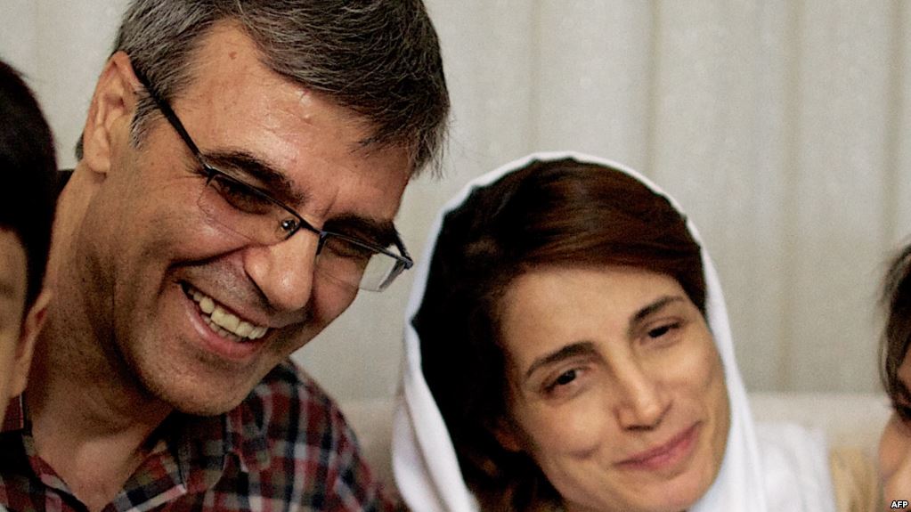 Civil rights activist Reza Khandan (left) has been detained since September 2018 while his wife, prominent attorney Nasrin Sotoudeh (right), has been detained since June.