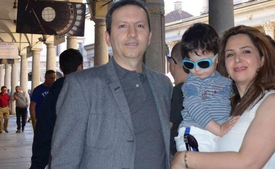 Ahmadreza Djalali and wife Vida Mehrannia with their child.