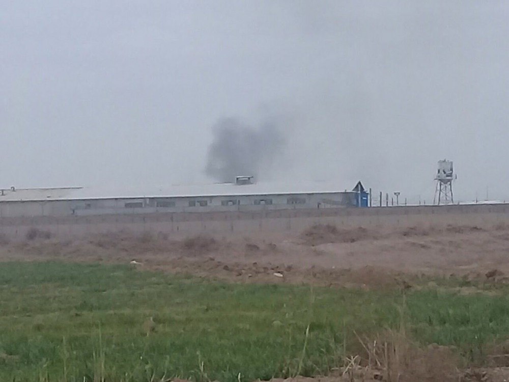 This photo shared on social media was described as showing smoke blowing out of Gharchak Prison on the morning of February 8, 2019.