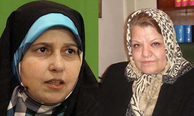 Member of Parliament Parvaneh Salashouri (left) and human rights lawyer Farideh Gheirat (right).