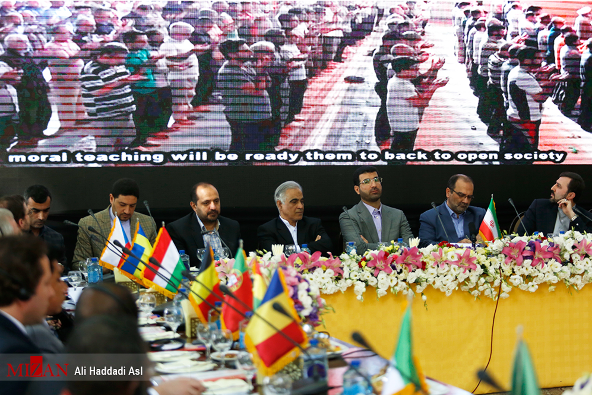 Footage of prisoners attending a "moral teaching" class inside Evin Prison is shown to the ambassadors who attended the reception organized for them by state and prison officials on the prison law.